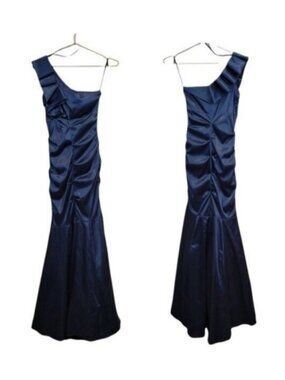Bee Darlin | One Shoulder Mermaid Ruffle Evening Prom Dress Blue